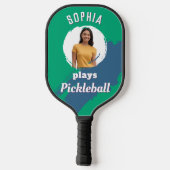 Aangepaste fotonaam modern jade groen pickleball paddle (Achterkant)