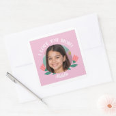 Aangepaste Fotonaam Moederdag I Love You Gift Vierkante Sticker (Envelop)