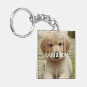 Aangepaste fotonaam monogram contactgegevens sleutelhanger (Voorkant Links)