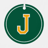 Aangepaste Fotonaam Monogram Groen Goud Retro Metalen Ornament (Voorkant)