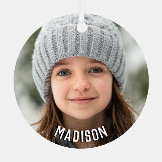 Aangepaste Fotonaam Monogram Roze Retro Metalen Ornament (Achterkant)