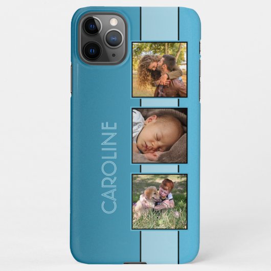 Aangepaste fotonaam op Aqua Turquoise Blue iPhone Hoesje (Achterkant)