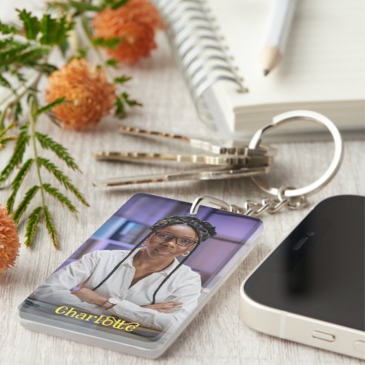 Aangepaste fotonaam Personaliseer Sleutelhanger (Voorkant Rechts)
