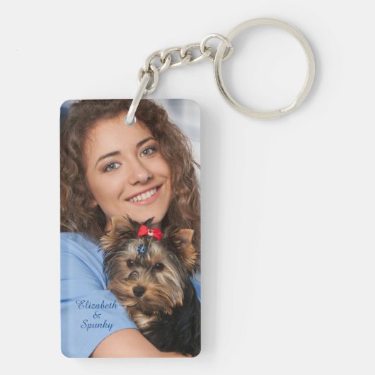 Aangepaste fotonaam personaliseren sleutelhanger (achterkant)