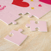 Aangepaste fotonaam Rode Roze Harten Persoonlijk Legpuzzel (Zijkant)