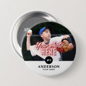 Aangepaste fotonaam, sportteam en nummer speld ronde button 7,6 cm (Voorkant /achterkant)