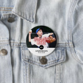 Aangepaste fotonaam, sportteam en nummer speld ronde button 7,6 cm (In situ)