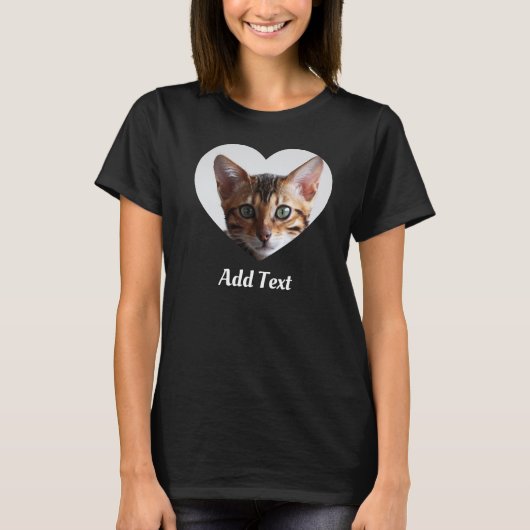 Aangepaste fotonaam Tekst aangepast Pet Cat mam T-shirt (Voorkant)