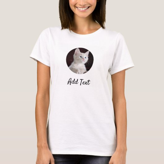 Aangepaste fotonaam Tekst aangepast Pet Cat mam T-shirt (Voorkant)