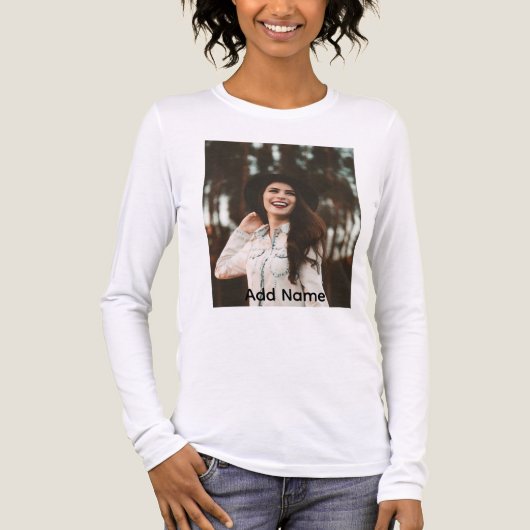 Aangepaste fotonaam tekst gepersonaliseerd Tri-Blend shirt (Voorkant volledig)