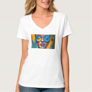 Aangepaste Fotonaam Tekst Gepersonaliseerd v nek v T-shirt