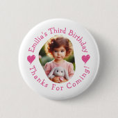 Aangepaste Fotonaam Verjaardag Bedankt Favorieten Ronde Button 5,7 Cm (Voorkant)