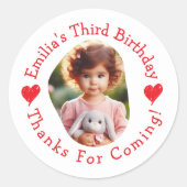 Aangepaste Fotonaam Verjaardag Bedankt Favorieten Ronde Sticker (Voorkant)