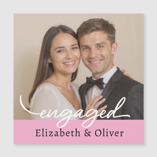 Aangepaste fotonaam Verloving Modern Script (Voorkant)