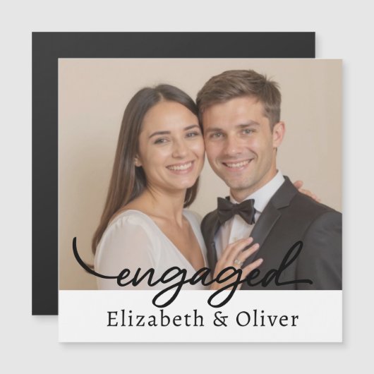 Aangepaste fotonaam Verloving Modern Script (Voorkant / Achterkant)