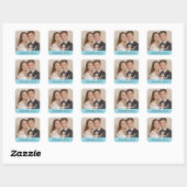 Aangepaste fotonaam Verloving Modern Script Vierkante Sticker (Vel)