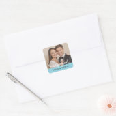 Aangepaste fotonaam Verloving Modern Script Vierkante Sticker (Envelop)