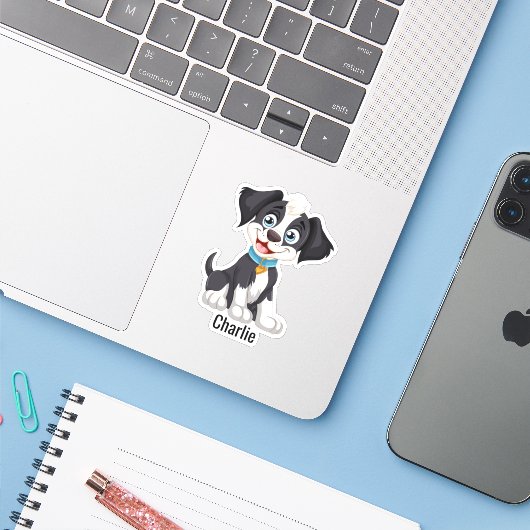 Aangepaste Fotonaam Waterdichte Vinyl Stickers (Laptop met iPhone)