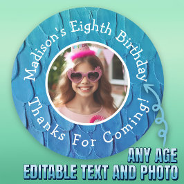 Aangepaste Fotonaam Zeemeermin Thema Verjaardag Da Ronde Sticker