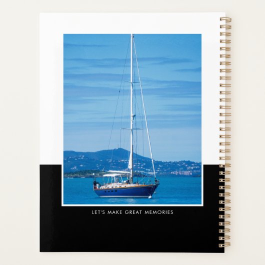 Aangepaste Fotonaam Zwart Modern Planner (Achterkant)