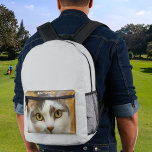 Aangepaste fotonaamtekst Aangepast Bedrukte Rugzak<br><div class="desc">Upload een foto, voeg tekst toe en creëer eenvoudig uw gepersonaliseerde gedrukte rugzak. Klik op ONTWERP BEWERKEN en selecteer ACHTERGROND om de achtergrondkleur voor elke zijde afzonderlijk te wijzigen. U kunt dit ONTWERP OVERBRENGEN naar andere Zazzle-producten en aanpassen aan de meeste Zazzle-items. Dank u voor het kiezen van onze design...</div>