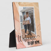 Aangepaste fotoplaquette 'Welkom thuis' Fotoplaat (Zijkant)