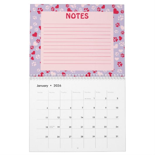 Aangepaste Fotopoot Print Patroon Kalender 2025 (Jan 2026)