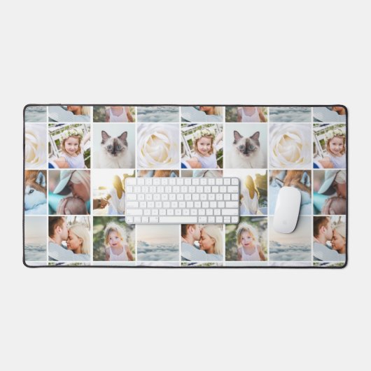 Aangepaste fotorooster collage modern minimalistis bureaumat (Keyboard & Muis)
