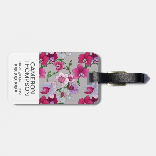 Aangepaste fotoroze orchideeën in Bloom Bagagelabel (Achterkant horizontaal)
