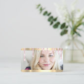 Aangepaste fotoroze schijven met Qr-code Logo Visitekaartje (Staand voorkant)