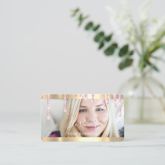 Aangepaste fotoroze schijven met Qr-code Logo Visitekaartje (Staand voorkant)