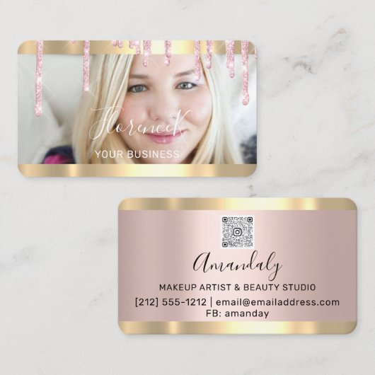 Aangepaste fotoroze schijven met Qr-code Logo Visitekaartje (Voorkant / Achterkant)