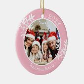 Aangepaste fotoroze snowflake keramisch ornament (Rechts)