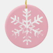 Aangepaste fotoroze snowflake keramisch ornament (Achterkant)
