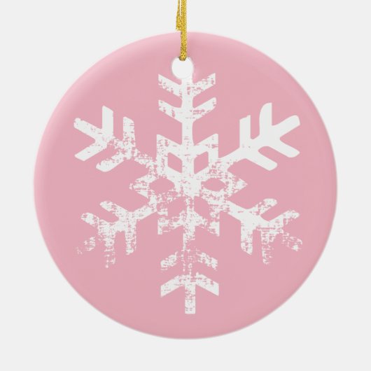 Aangepaste fotoroze snowflake keramisch ornament (Achterkant)