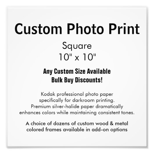 Aangepaste foto's - 10 x 10 inch vierkant foto afdruk (Voorkant)