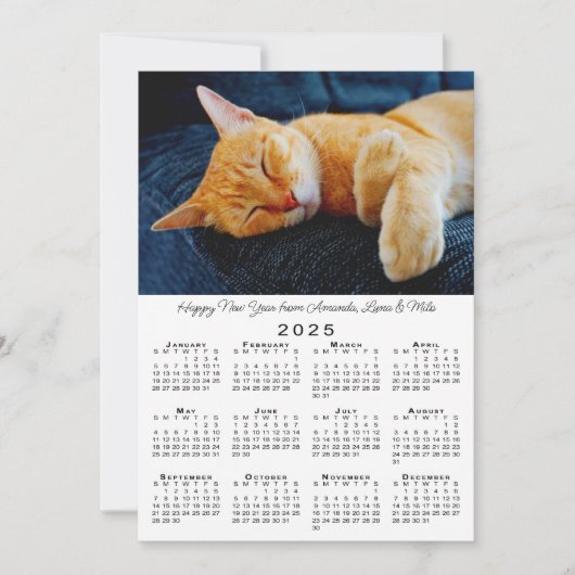 Aangepaste foto's 2025 kalender Gelukkig Nieuwjaar Feestdagenkaart (Voorkant)