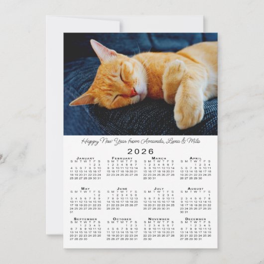 Aangepaste foto's 2026 Kalender Gelukkig Nieuwjaar Feestdagenkaart (Voorkant)
