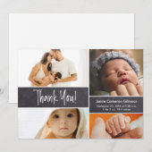 Aangepaste foto's Chalkboard geboortedatum Baby sh Bedankkaart (Voorkant / Achterkant)