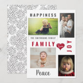 Aangepaste foto's Collage en Love Joy Peace Family Feestdagenkaart (Voorkant / Achterkant)