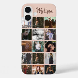 Aangepaste foto's Collage en naam vrienden herinne iPhone 16 Plus Hoesje