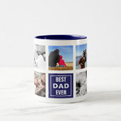 Aangepaste foto's Collage en Pap Text Squares Tweekleurige Koffiemok (Center)