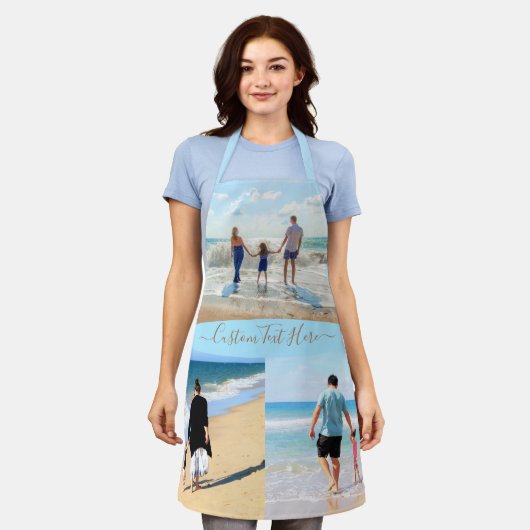 Aangepaste foto's Collage Schort Uw foto's en teks (Gedragen)