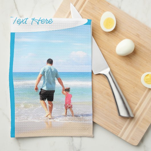 Aangepaste foto's Collage Text Kitchen Towel Uw fo Theedoek (Quarter Fold)