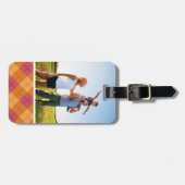 Aangepaste foto's die in Oranje en roze zijn gepla Bagagelabel (Voorkant horizontaal)