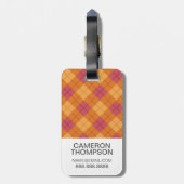 Aangepaste foto's die in Oranje en roze zijn gepla Bagagelabel (Achterkant verticaal)