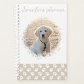 Aangepaste foto's en beige en witte paden met teks planner (Voorkant)