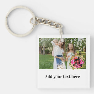 Aangepaste foto's en berichten   Love Mam Floral S Sleutelhanger