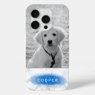 Aangepaste foto's en bijpassende marmer met blauw iPhone 15 pro case