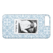 Aangepaste foto's en Bleke blauwe Damask Case-Mate iPhone Case (Achterkant (Horizontaal))